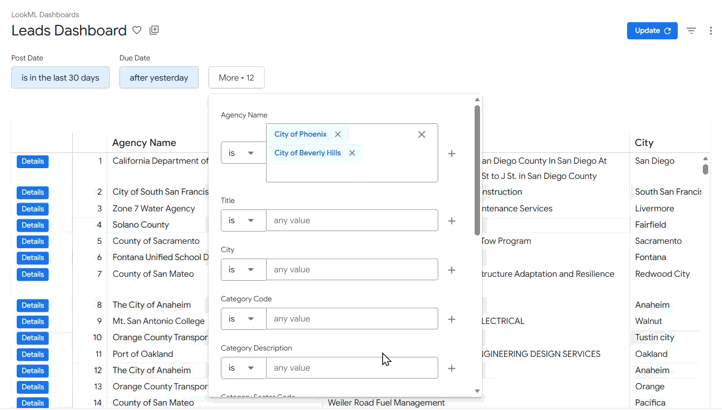 Opening leads dashboard from homepage