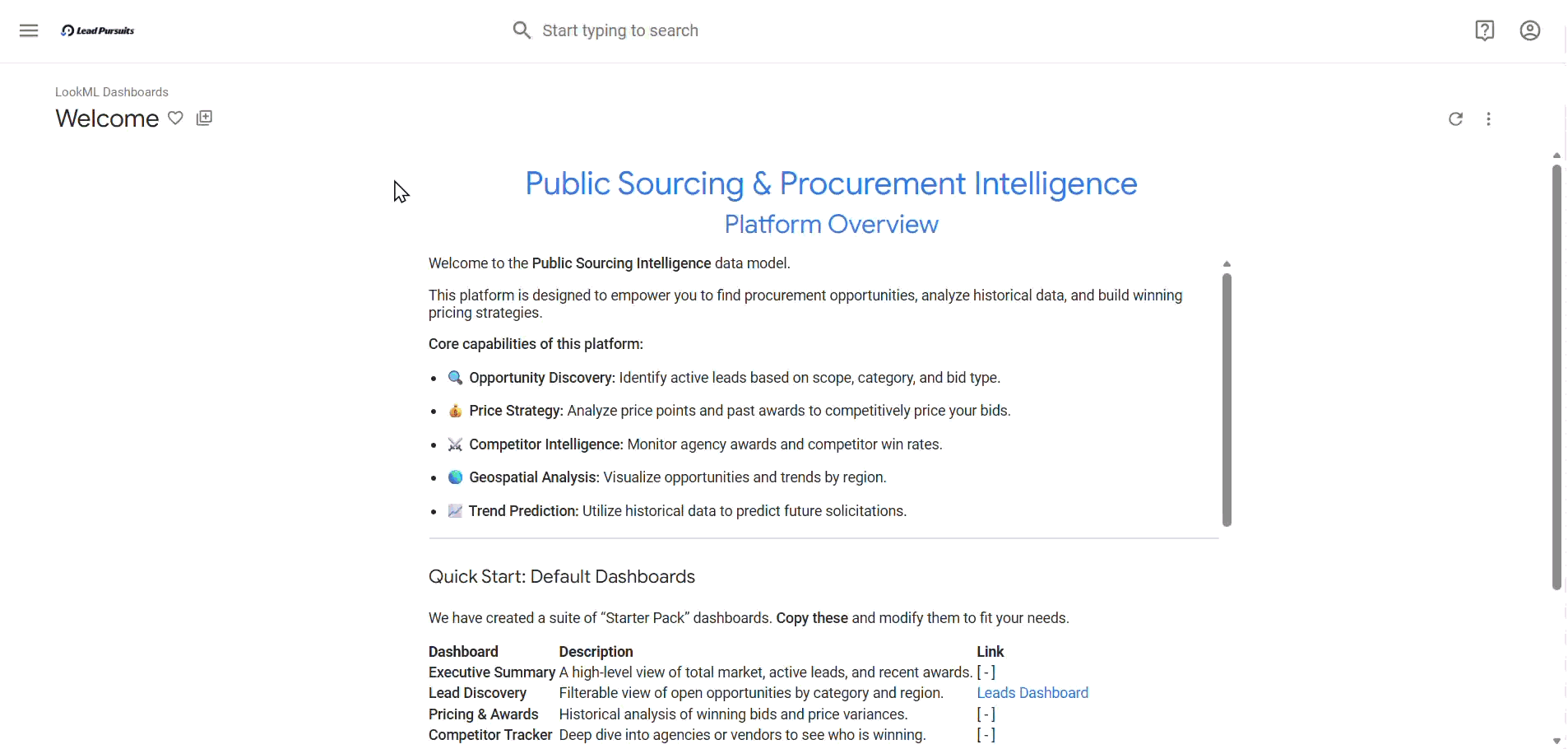 Create dashboard