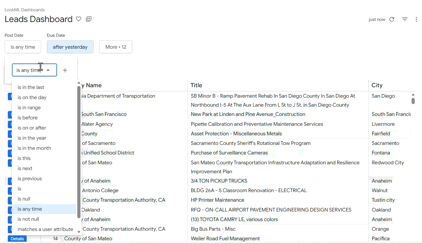 Opening leads dashboard from homepage