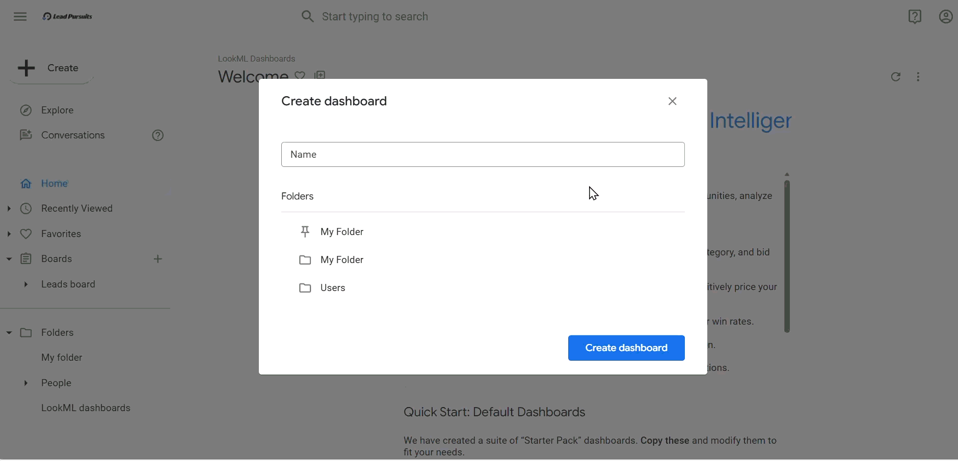 Naming dashboard